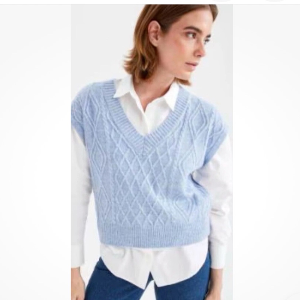 Sincerely Jules Sky Blue V-Neck Sweater Vest